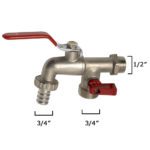 GRIFO ESFERA JARDIN DOBLE MANGUERA 1/2 X 3/4 - 3/4" LLAVE COLOR