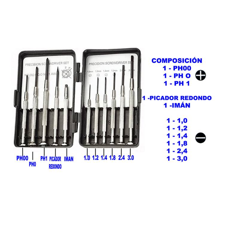 DESTORNILLADOR RELOJERO PRECISION JUEGO 11 PIEZAS