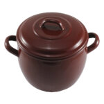 OLLA BOMBEADA ESMALTE MARRON 22X15,1 CM.  6,4 L.
