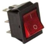 INTERRUPTOR LUMINOSO RECTANGULAR 22X30 MM TECLA ROJA 16 A. 250 V.